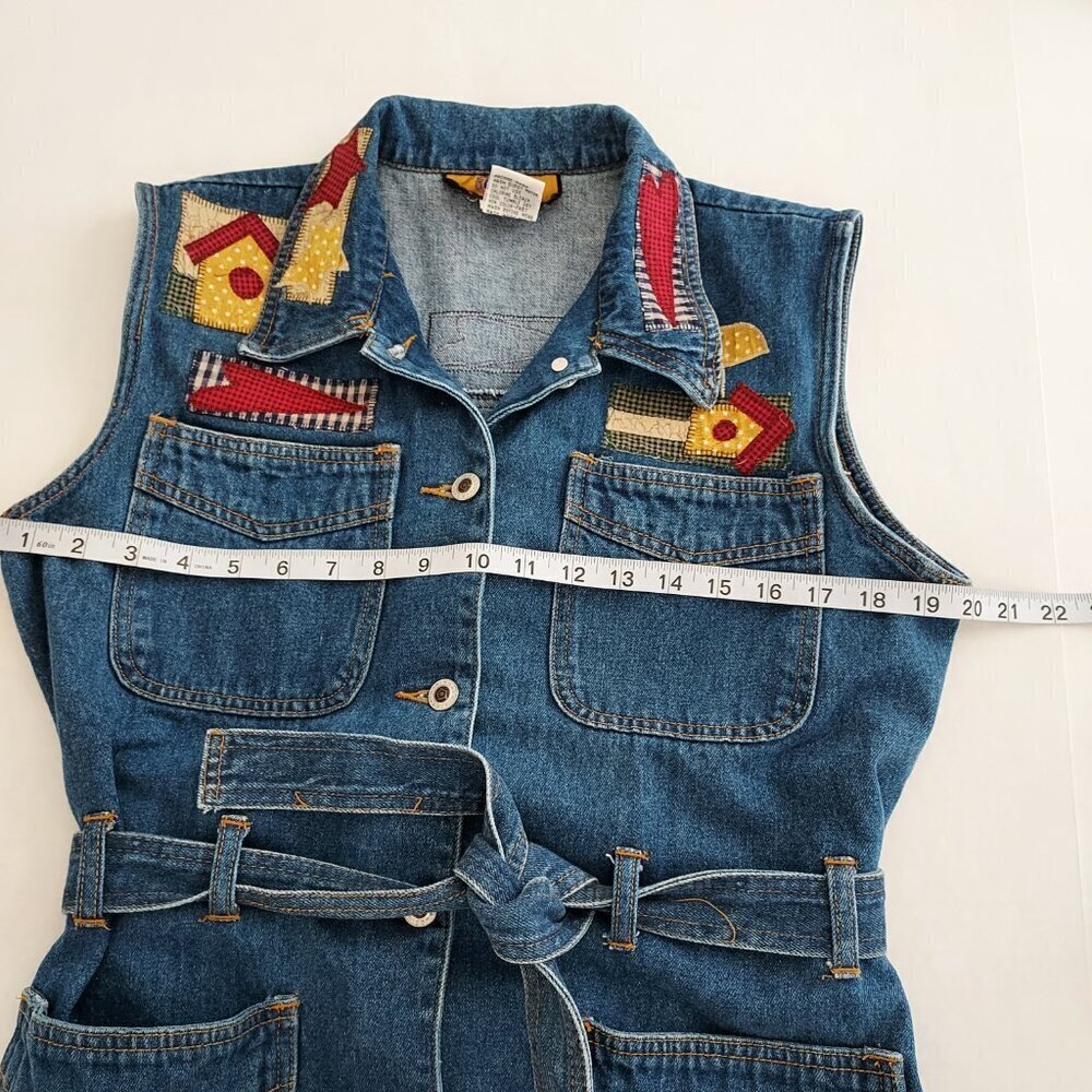 Vintage 90's Baccini Patchwork Button Down Jean V… - image 2